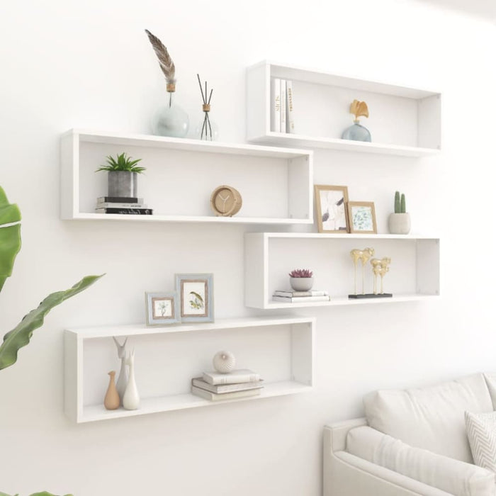 Wall Cube Shelves 4 Pcs White Chipboard Nbibnb