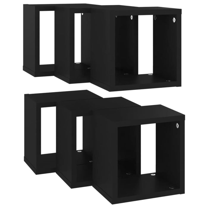 Wall Cube Shelves 6 Pcs Black 22x15x22 Cm Nbibpi