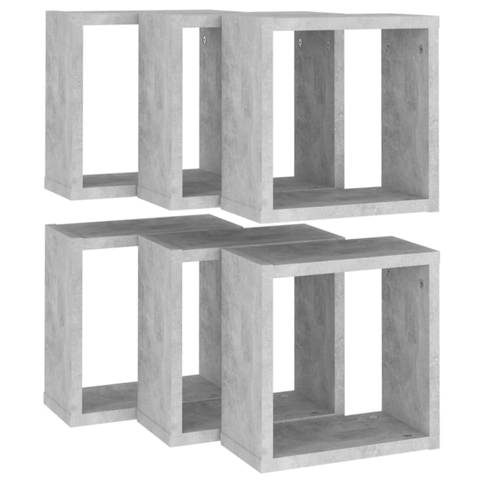 Wall Cube Shelves 6 Pcs Concrete Grey 30x15x30 Cm Nbibox