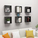 Wall Cube Shelves 6 Pcs Glossy Look Black 30x15x30 Cm Nbibxo