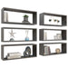 Wall Cube Shelves 6 Pcs Glossy Look Grey 60x15x23 Cm