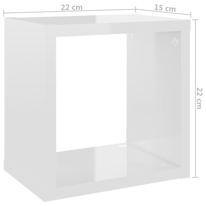 Wall Cube Shelves 6 Pcs Glossy Look White 22x15x22 Cm Nbibix