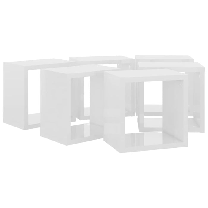 Wall Cube Shelves 6 Pcs Glossy Look White 22x15x22 Cm Nbibix