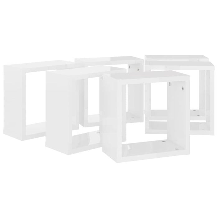 Wall Cube Shelves 6 Pcs Glossy Look White 30x15x30 Cm Nbibon