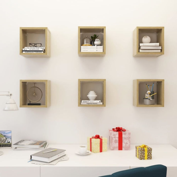 Wall Cube Shelves 6 Pcs Sonoma Oak Nbiblt