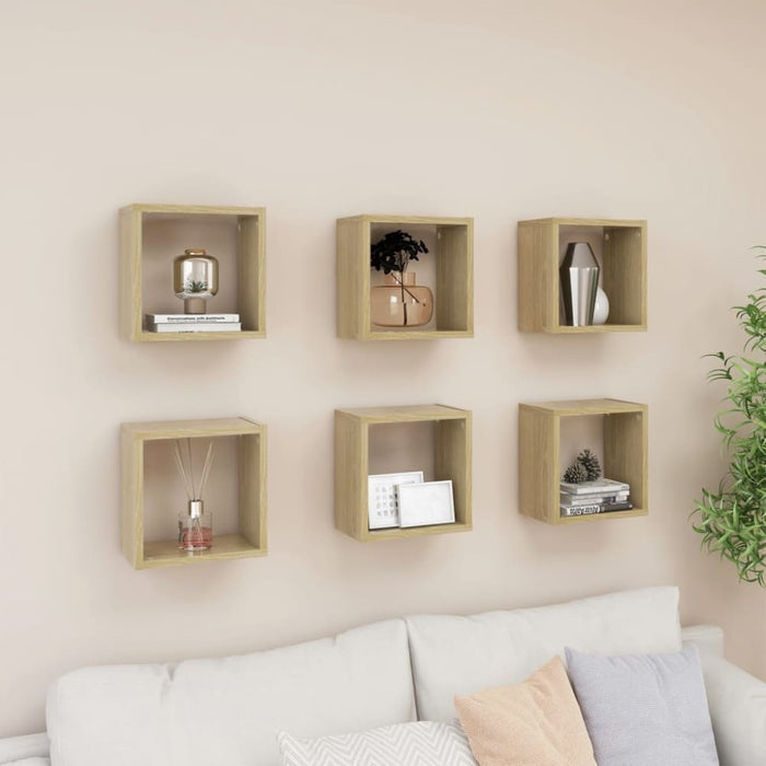 Wall Cube Shelves 6 Pcs Sonoma Oak Nbibtl