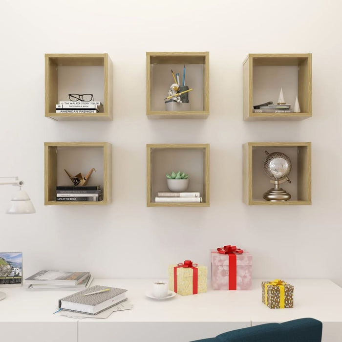 Wall Cube Shelves 6 Pcs Sonoma Oak Nbibtl