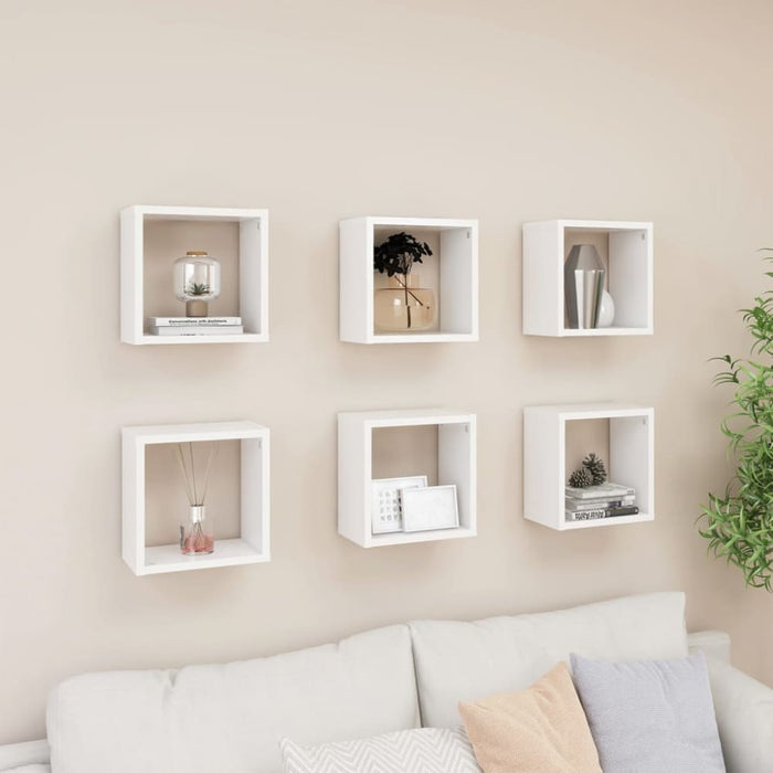 Wall Cube Shelves 6 Pcs White 26x15x26 Cm Nbibxi