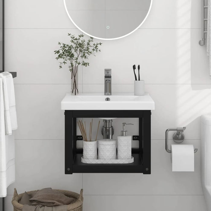 Wall-mounted Bathroom Washbasin Frame Black 40x38x31 Cm