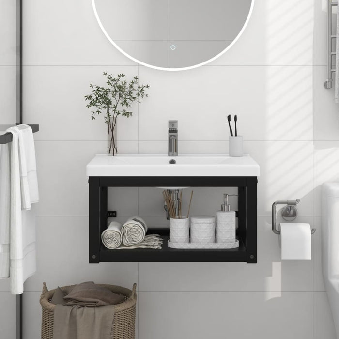 Wall-mounted Bathroom Washbasin Frame Black 59x38x31 Cm