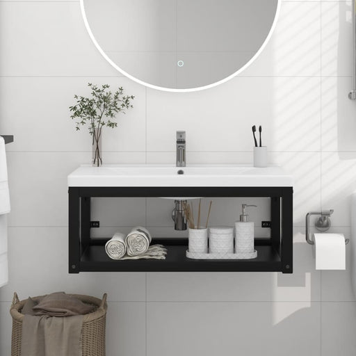 Wall - mounted Bathroom Washbasin Frame Black 79x38x31 Cm