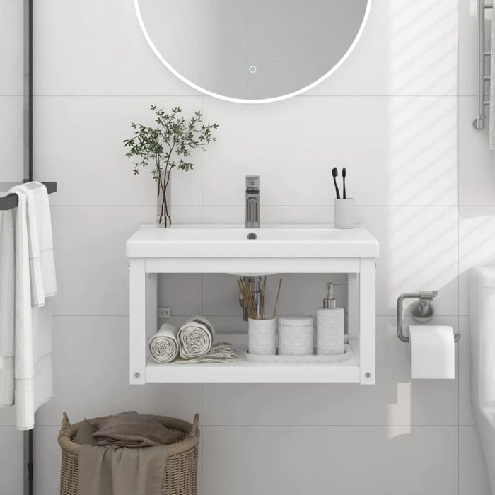 Wall-mounted Bathroom Washbasin Frame White 59x38x31 Cm