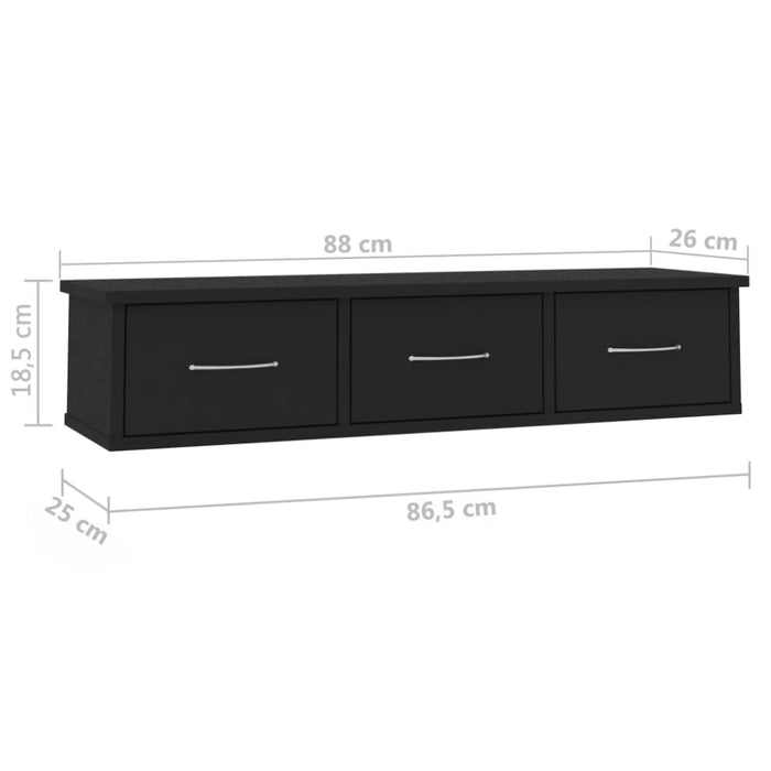 Wall - mounted Drawer Shelf Black Chipboard Nbbpkp