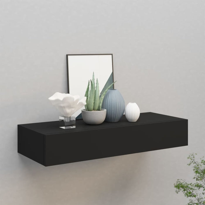 Wall-mounted Drawer Shelf Black Mdf Ttbxpi