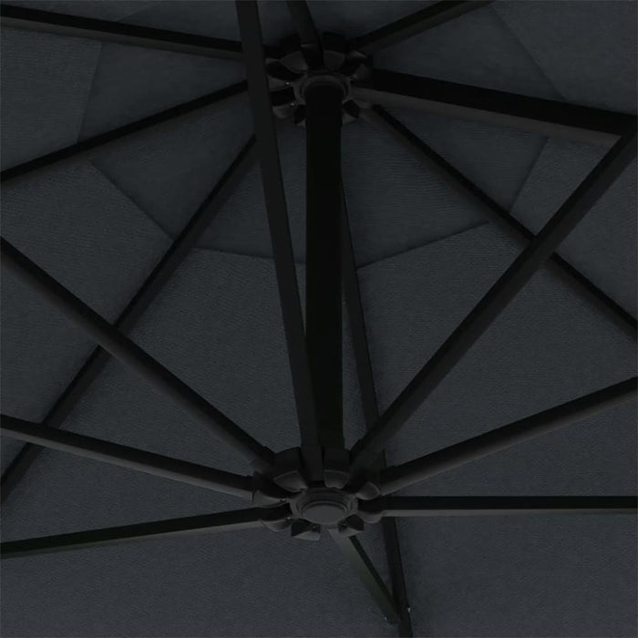 Wall-mounted Parasol With Leds And Metal Pole 300 Cm