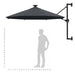 Wall-mounted Parasol With Leds And Metal Pole 300 Cm