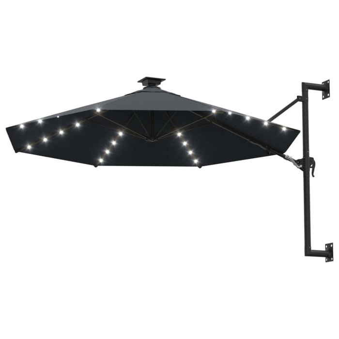 Wall-mounted Parasol With Leds And Metal Pole 300 Cm