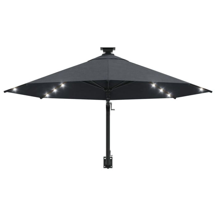 Wall-mounted Parasol With Leds And Metal Pole 300 Cm