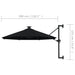 Wall-mounted Parasol With Leds And Metal Pole 300 Cm Black