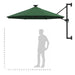 Wall-mounted Parasol With Leds And Metal Pole 300 Cm Green