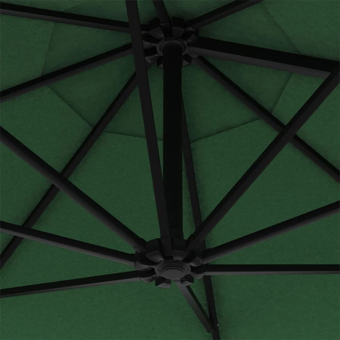 Wall-mounted Parasol With Leds And Metal Pole 300 Cm Green