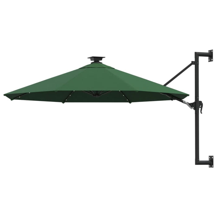 Wall-mounted Parasol With Leds And Metal Pole 300 Cm Green