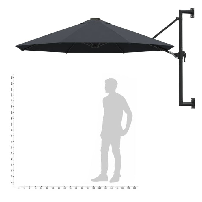 Wall-mounted Parasol With Metal Pole 300 Cm Anthracite Aanlp