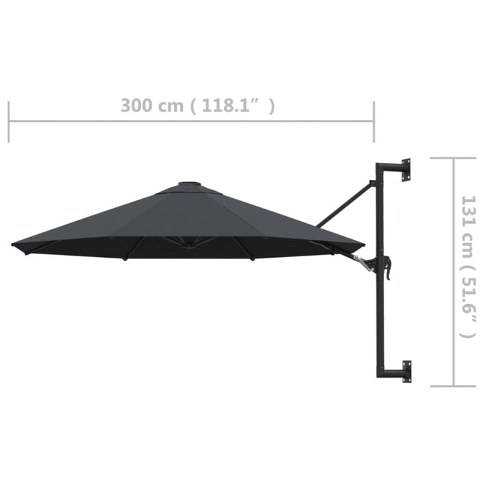 Wall-mounted Parasol With Metal Pole 300 Cm Anthracite Aanlp