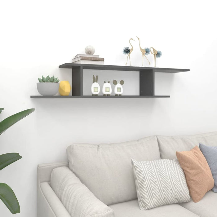 Wall-mounted Tv Shelf Grey 125x18x23 Cm Chipboard Nblkko