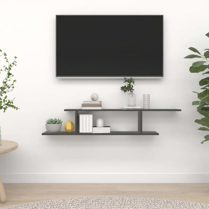 Wall-mounted Tv Shelf Grey 125x18x23 Cm Chipboard Nblkko