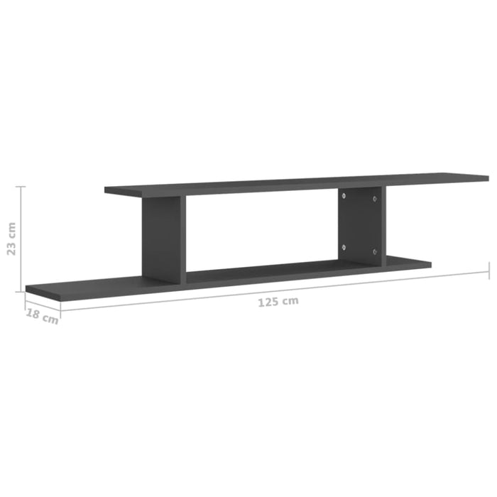 Wall-mounted Tv Shelf Grey 125x18x23 Cm Chipboard Nblkko