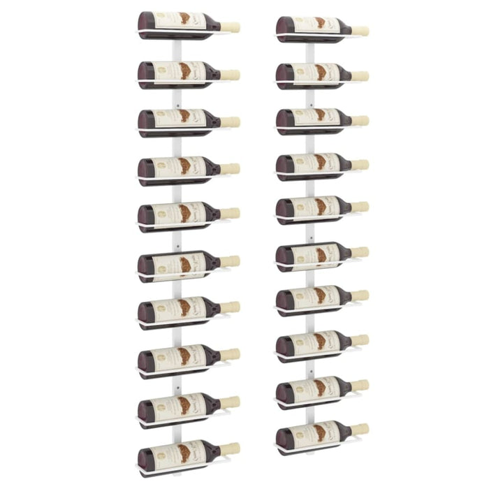 Wall - mounted Wine Rack For 10 Bottles 2 Pcs White Metal