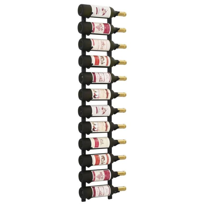 Wall Mounted Wine Rack For 12 Bottles Black Iron Xnxall