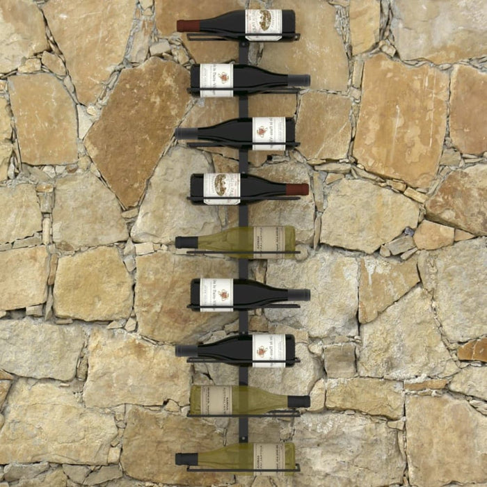 Wall-mounted Wine Rack For 9 Bottles Black Iron Xnkplo