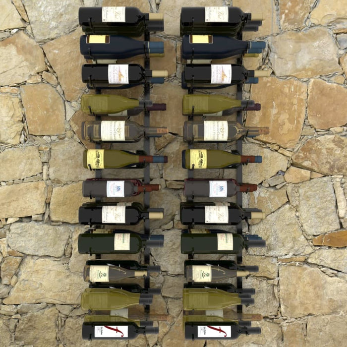 Wall-mounted Wine Racks For 72 Bottles 2 Pcs Black Iron