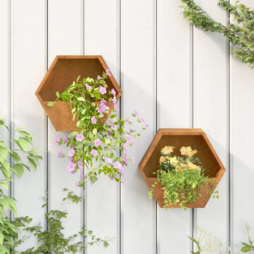 Wall Planters 2 Pcs Grey Corten Steel 30x10x25 Cm Nxtlna