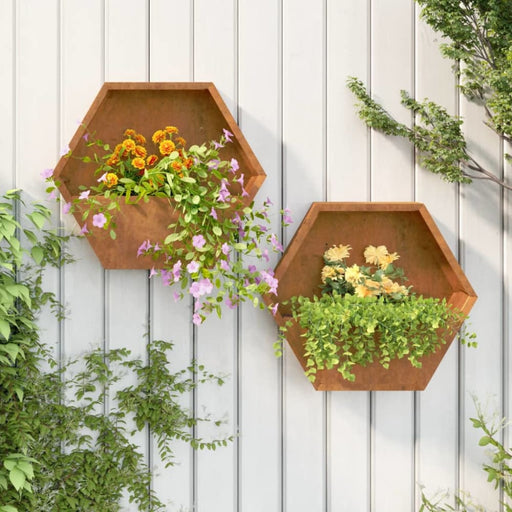 Wall Planters 2 Pcs Grey Corten Steel 46x10x40 Cm Nxtlnp