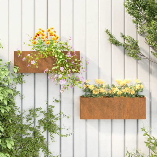 Wall Planters 2 Pcs Grey Corten Steel 53x10x17 Cm Nxtlnl