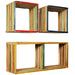 Wall Shelf Set 3 Pcs Multicolour Solid Reclaimed Teak Xapaob