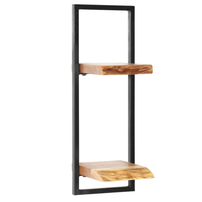 Wall Shelf Set 5 Pieces Solid Acacia Wood And Steel Xalboa