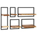 Wall Shelf Set 5 Pieces Solid Acacia Wood And Steel Xalboa