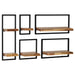 Wall Shelf Set 5 Pieces Solid Acacia Wood And Steel Xalboa