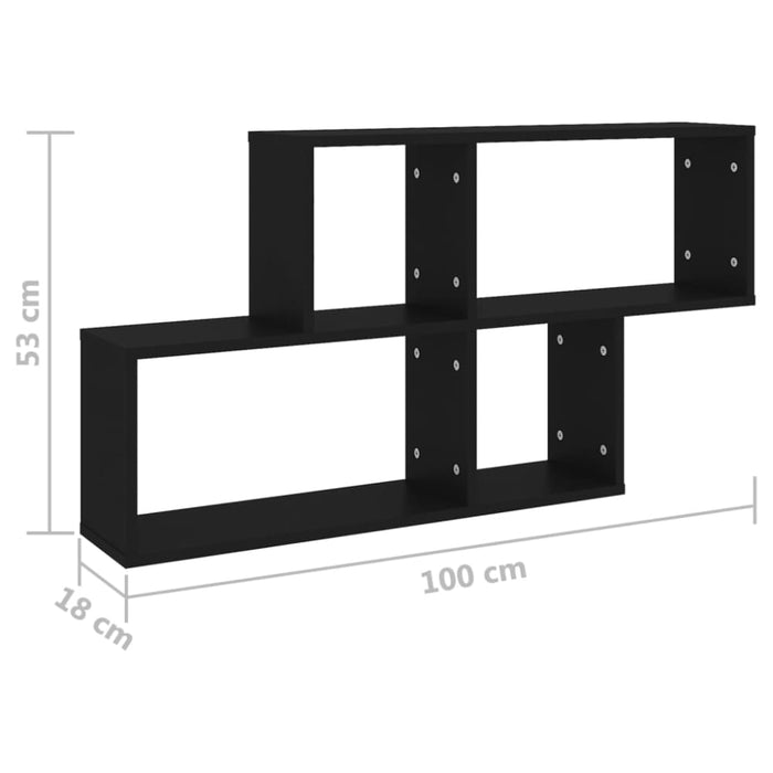 Wall Shelf Black 100x18x53 Cm Chipboard Nbiolo