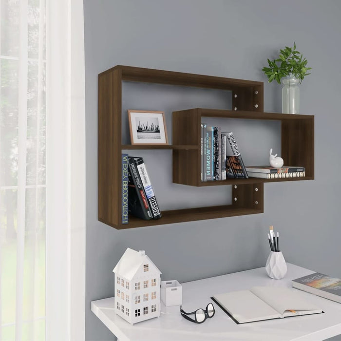 Wall Shelf Brown Oak 104x20x58.5 Cm Engineered Wood Nopxkb