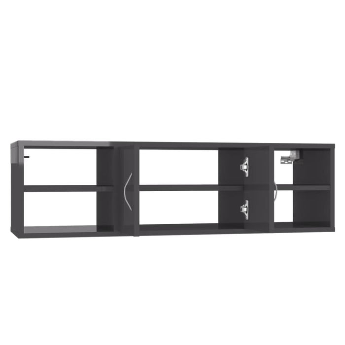 Wall Shelf Glossy Look Grey 102x30x29 Cm Chipboard Nblxla