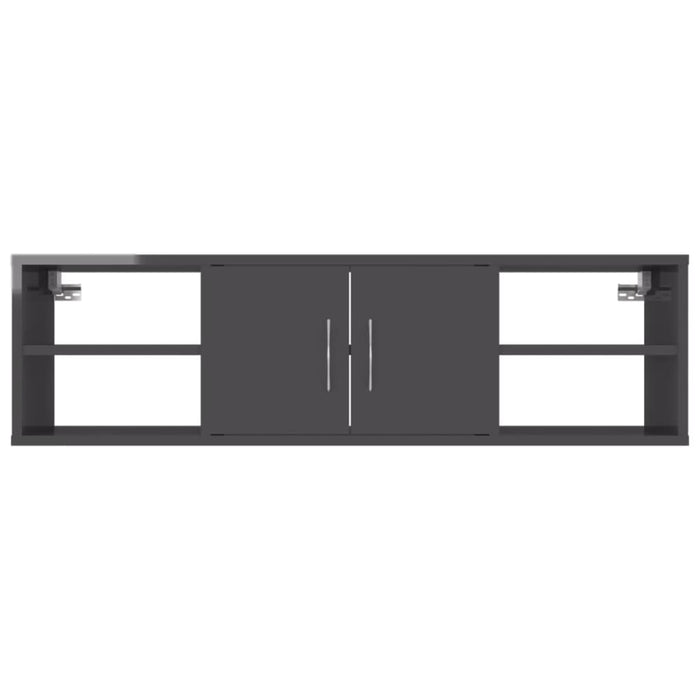 Wall Shelf Glossy Look Grey 102x30x29 Cm Chipboard Nblxla