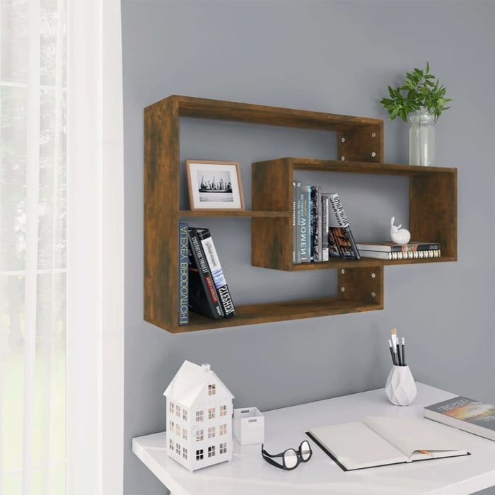 Wall Shelf Smoked Oak 104x20x58.5 Cm Engineered Wood Nopxnn