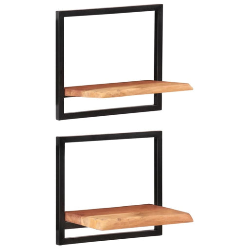 Wall Shelves 2 Pcs 40x24x35 Cm Solid Wood Acacia And Steel