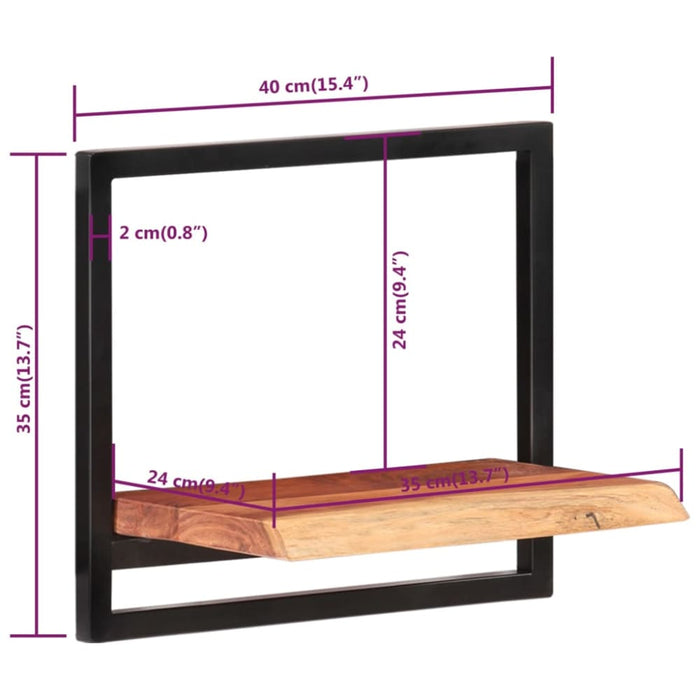 Wall Shelves 2 Pcs 40x24x35 Cm Solid Wood Acacia And Steel