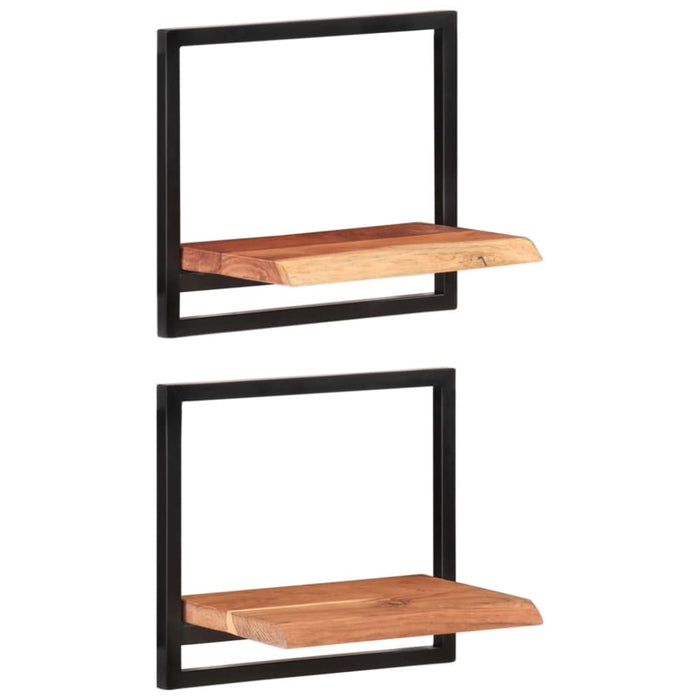 Wall Shelves 2 Pcs 40x24x35 Cm Solid Wood Acacia And Steel